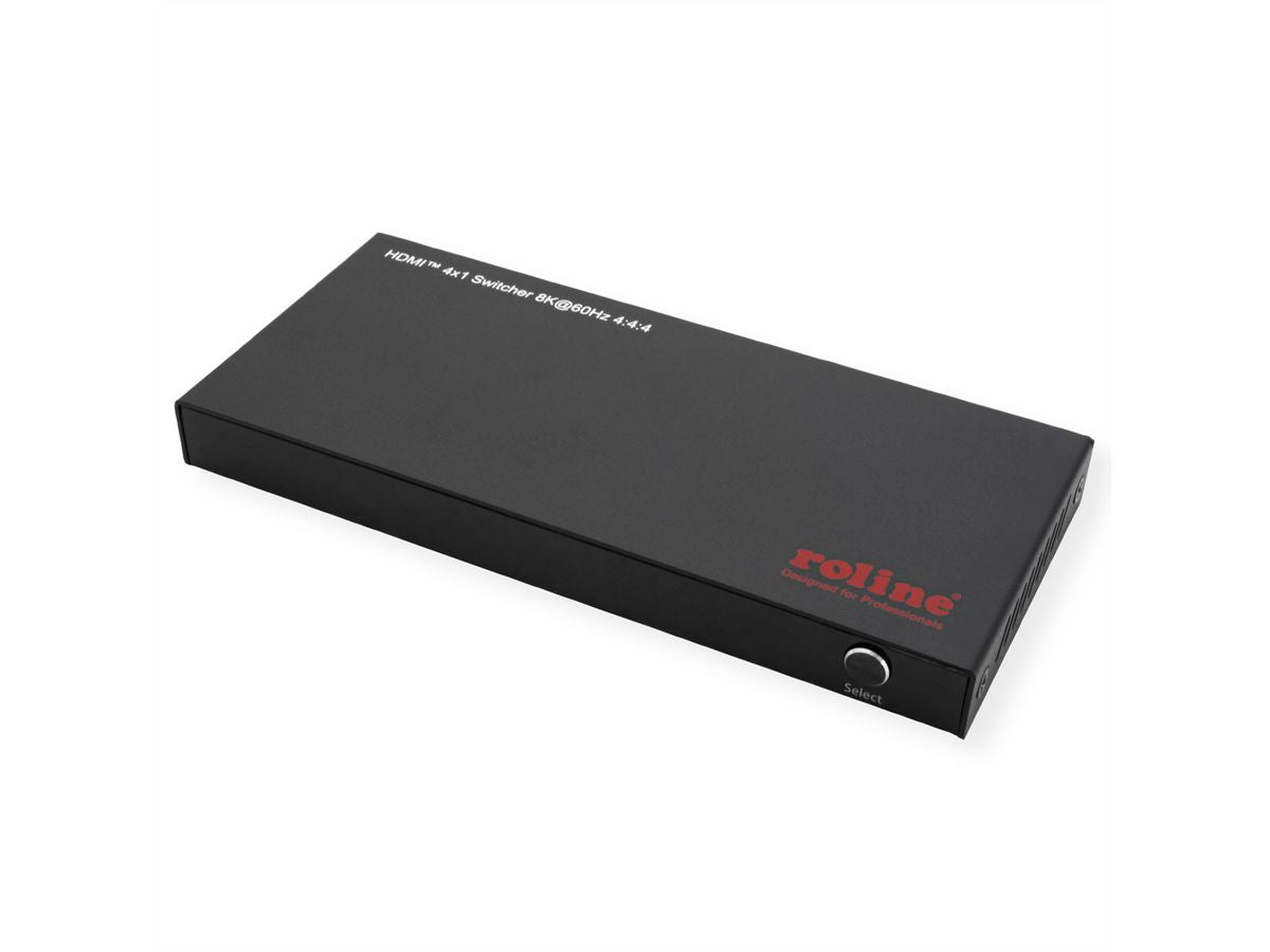 ROLINE HDMI Switch, 4×1, 8K@60 Hz, HDCP 2.3, IR-Fernbedienung, Schwarz