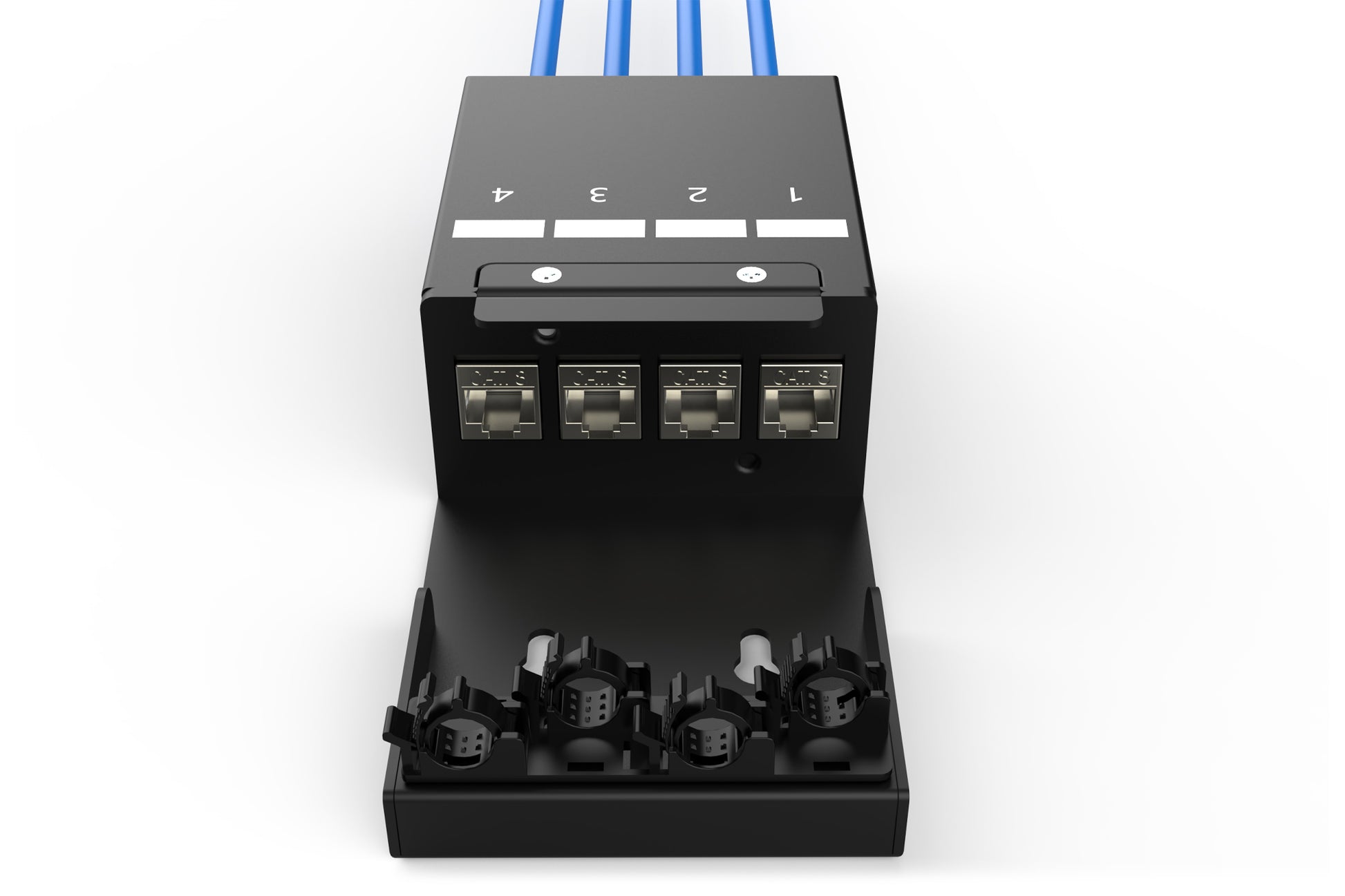 Digitus DN-93708-4 – Konsolidierungspunkt-Box, 4× Keystone (RJ-45), Stahl, Schwarz, 135×203×54 mm