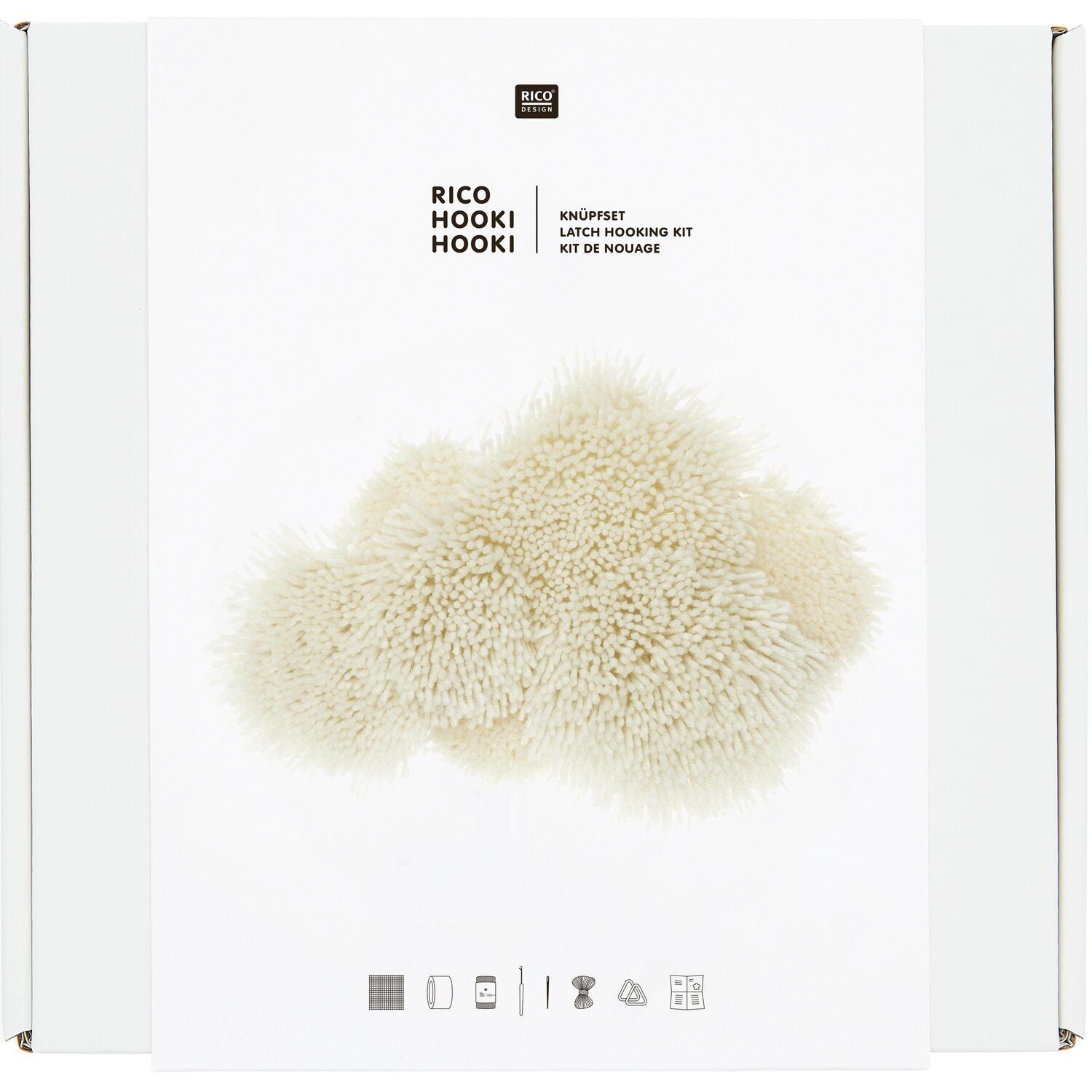 Rico Design Hooki Hooki – Makramee-Set – Wandbehang Wolke – 41 × 26 cm – ab 8 Jahren