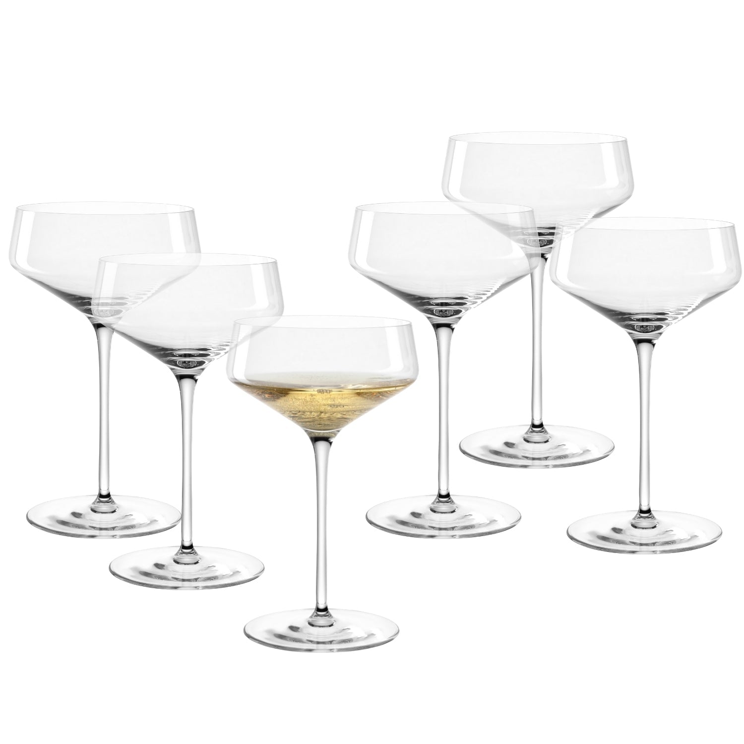 LEONARDO Puccini Champagnerschale – 0,35 l, Kristallglas, transparent, spülmaschinenbeständig, 6 Stück