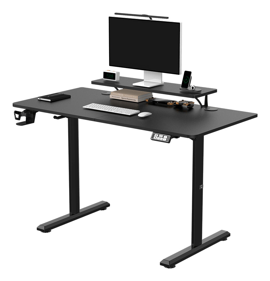 Ultradesk Highlander Gaming-Tisch – 120 × 60,5 cm, elektrisch höhenverstellbar, schwarz, Holz