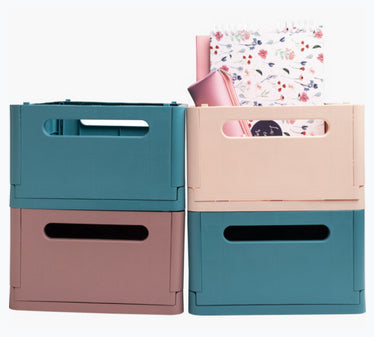 Exacompta Skandi Aufbewahrungsbox A4+ – klappbar, stapelbar, 375 × 40 × 275 mm, hellrosa, Kunststoff