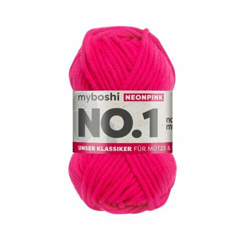 myBoshi Nr.1 Wolle Neonpink – 50 g, 55 m, Nadel 6 mm, 70% Polyacryl/30% Schurwolle, 1 Stk.