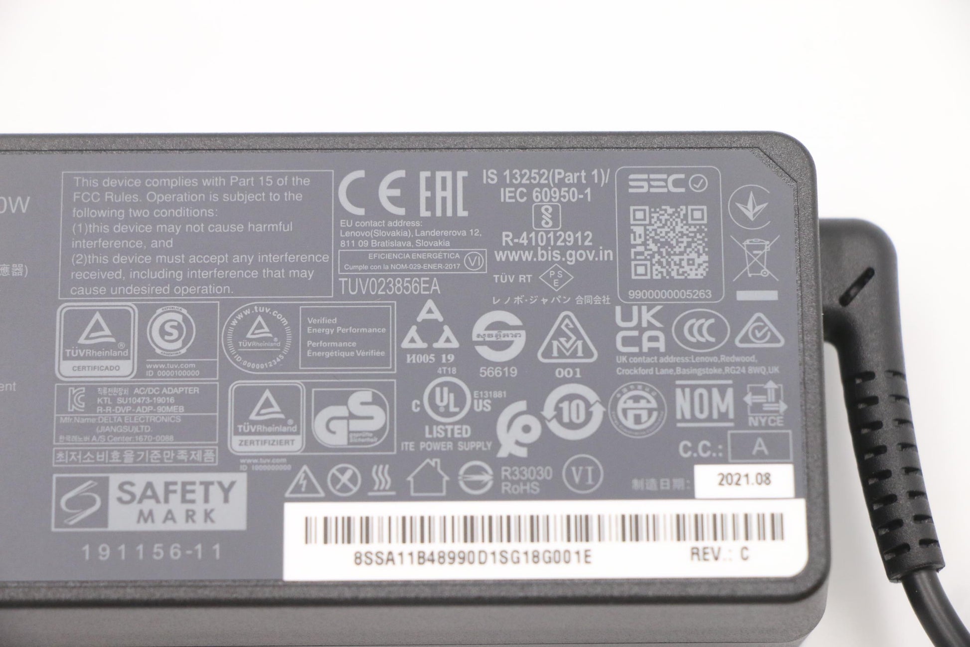 Lenovo 5A10V03251 Netzteil 90 W – 20 V/4,5 A, 100–240 V 50/60 Hz – für Lenovo-Notebooks – schwarz