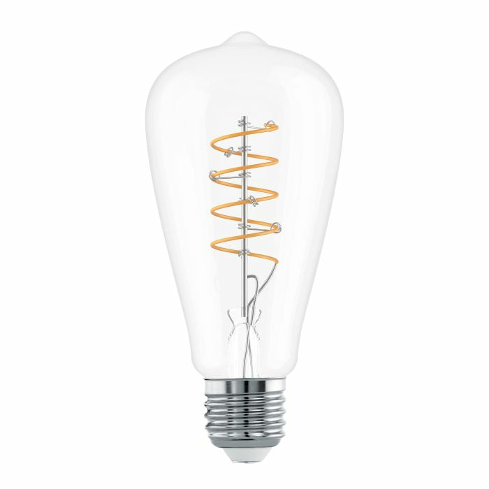 EGLO Leuchtmittel E27 ST64 – Warmweiss 2700 K, 806 lm, 7,3 W – IP20 – 1 Stk. – Transparent, Glas