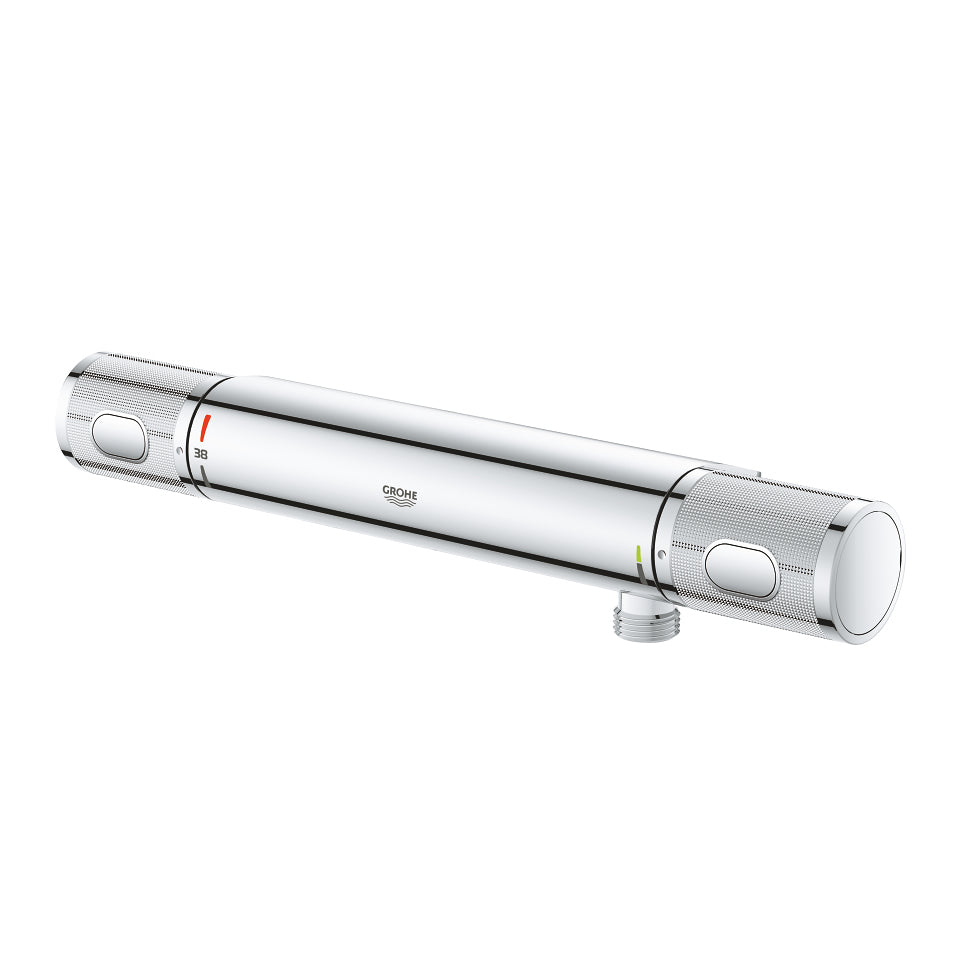GROHE Badebatterie Precision Flow – 1/2", Messing, Aufputz-Thermostat, Edelstahl