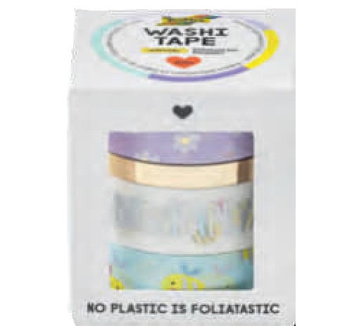 Folia Washi-Tape-Set – sortiert – 5 mm × 5 m, 15 mm × 5 m – 4 Rollen