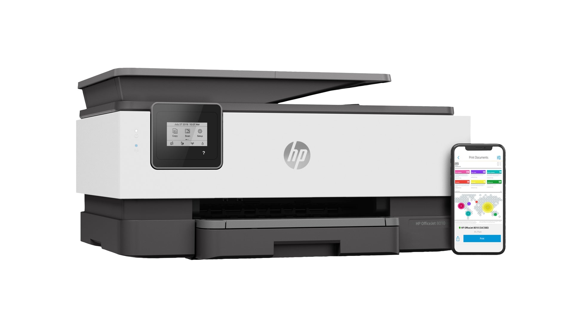 HP OfficeJet 8015 All-in-One – Farbtintenstrahl-Multifunktionsdrucker, A4, 3-in-1, Duplex, ADF, WLAN