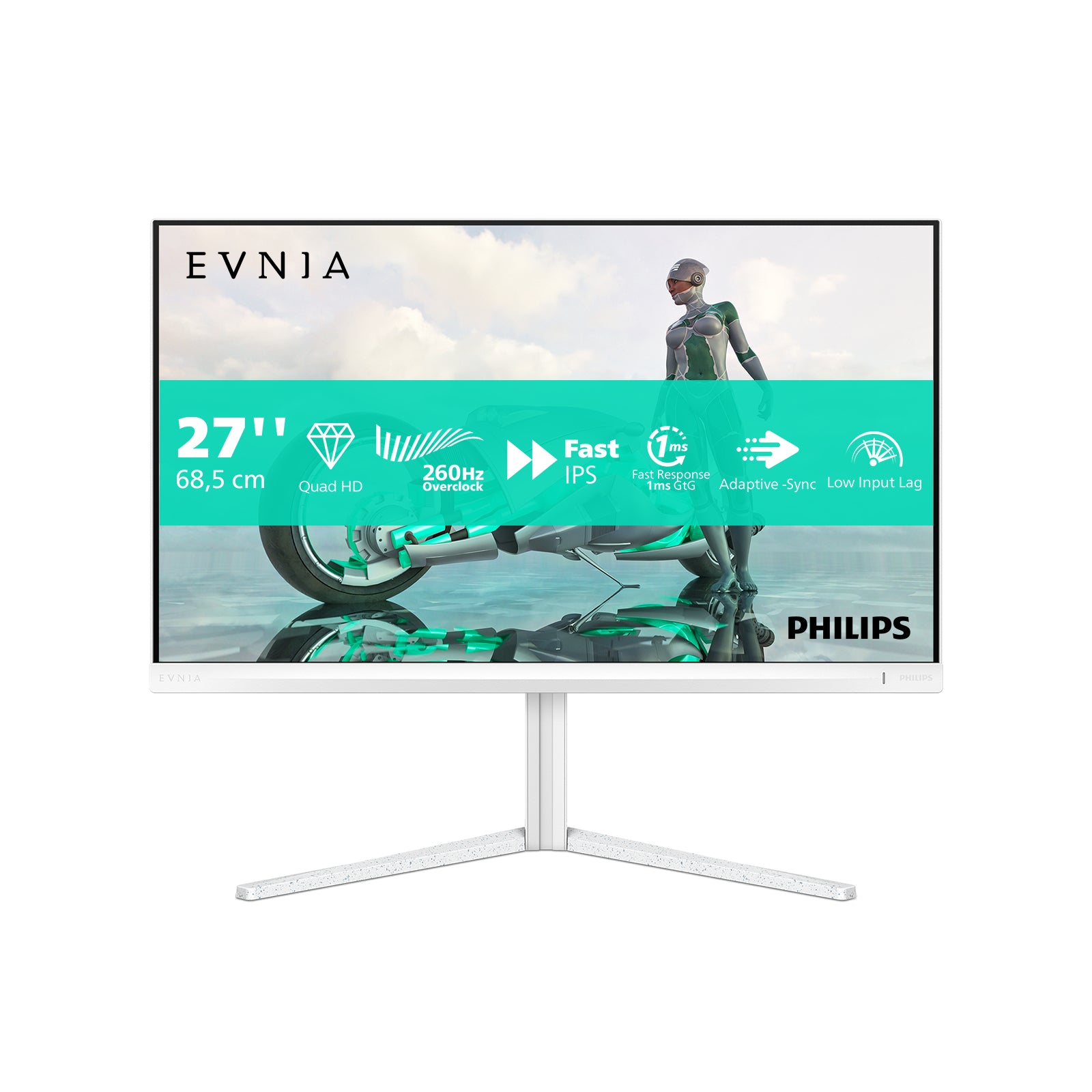 Philips 27M2N3501PA/00 – Monitor, 27", 2560 × 1440 (WQHD), IPS, 260 Hz, G-Sync, Lautsprecher, Weiss