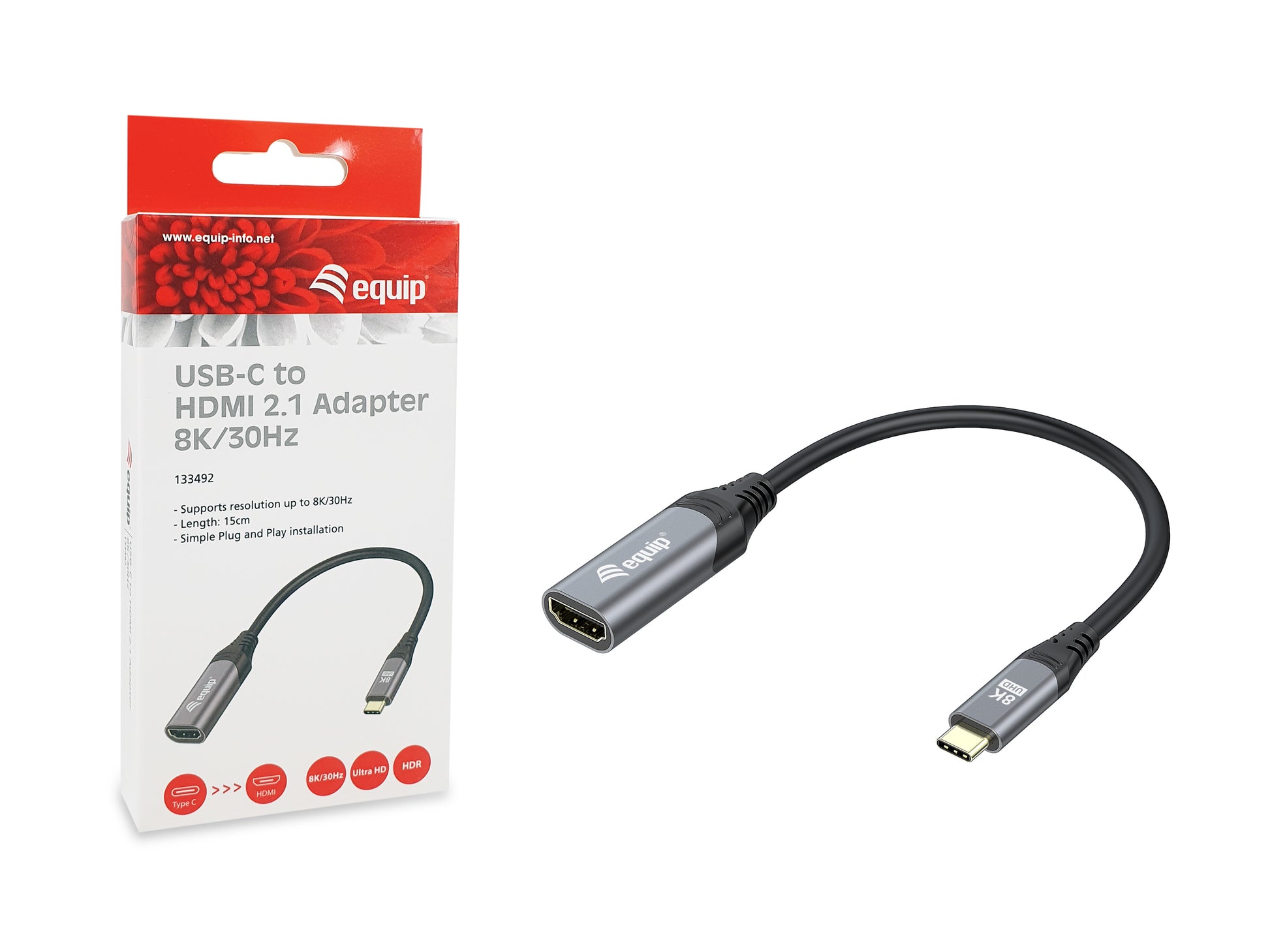 Equip USB-C-auf-HDMI-Adapter – 8K (7680 × 4320) @ 30 Hz, 0,15 m, HDMI 2.1