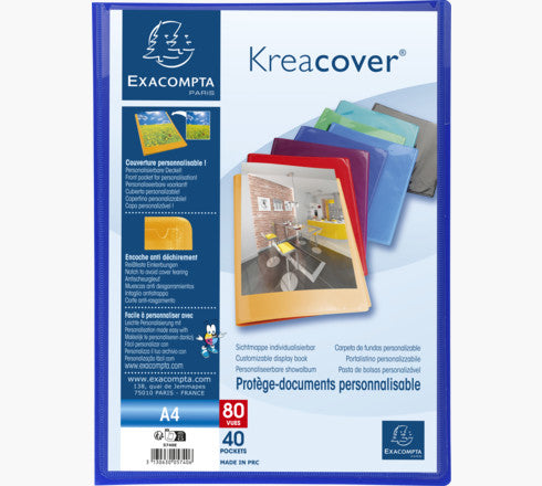 Exacompta Sichtbuch Kreacover A4, 40 Hüllen, PP, assortiert – 12 Stück
