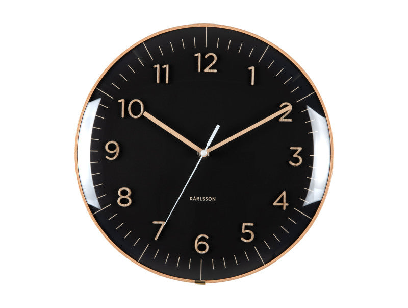 Karlsson Esencia Dome Wanduhr – Analog, Ø 30 cm, Schwarz, Kunststoff