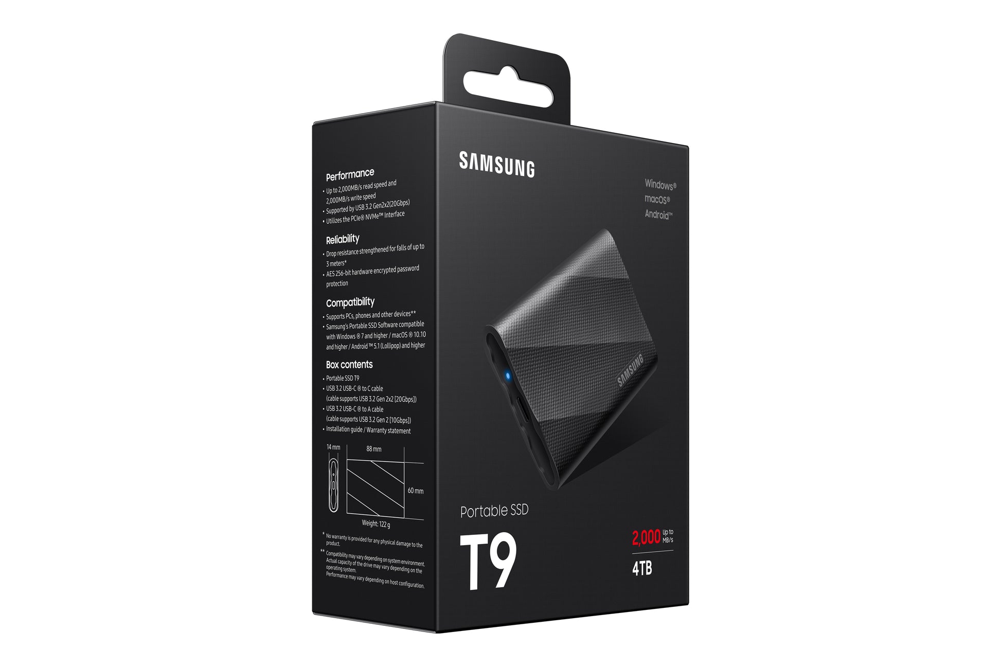 Samsung MU-PG4T0B Allgemeines Speichergerät – 4 TB, USB Typ-C (USB 3.2 Gen 2), Hardwareverschlüsselung
