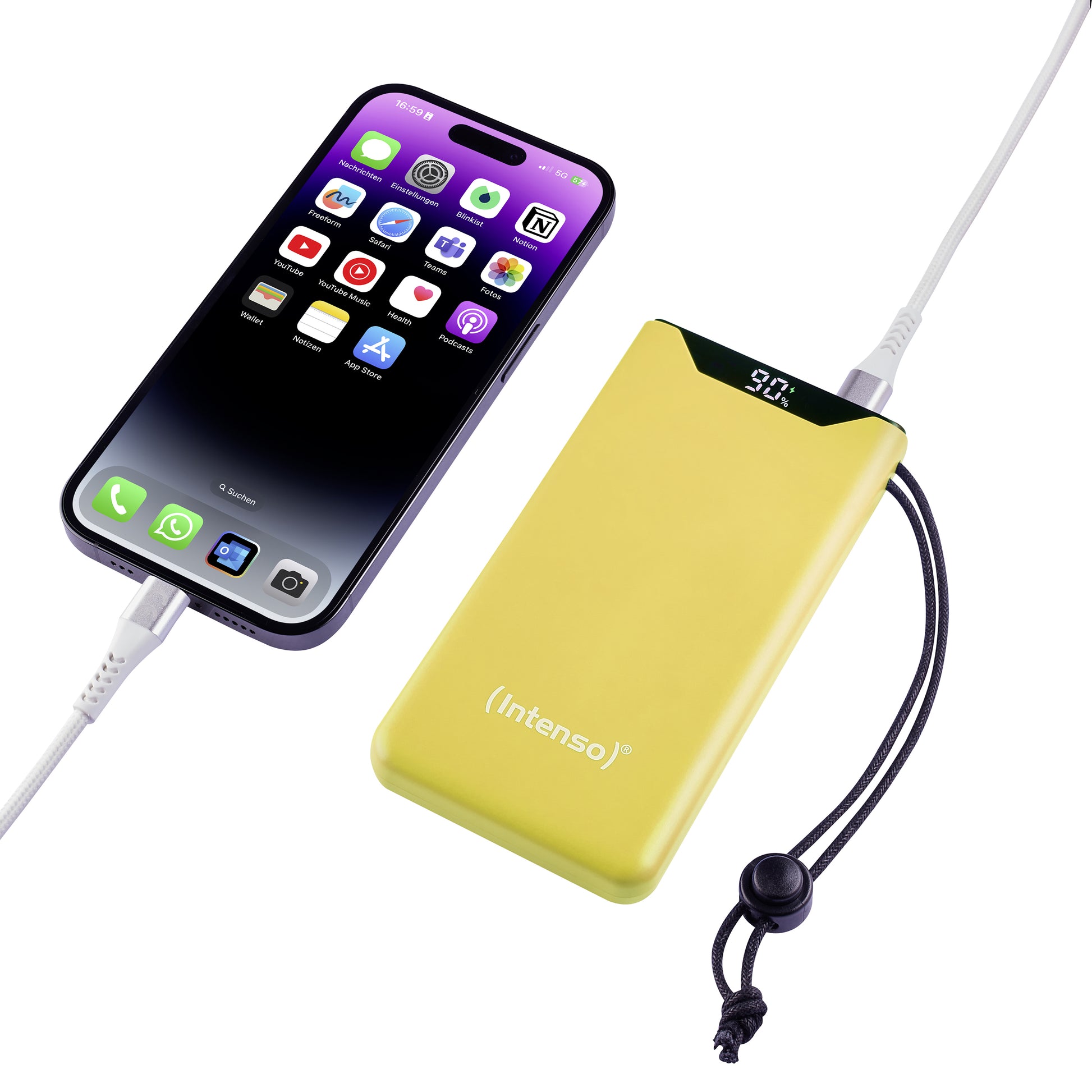 Intenso F10000 Powerbank 10'000 mAh – 20 W PD, 1× USB-C, 1× USB-A, Gelb