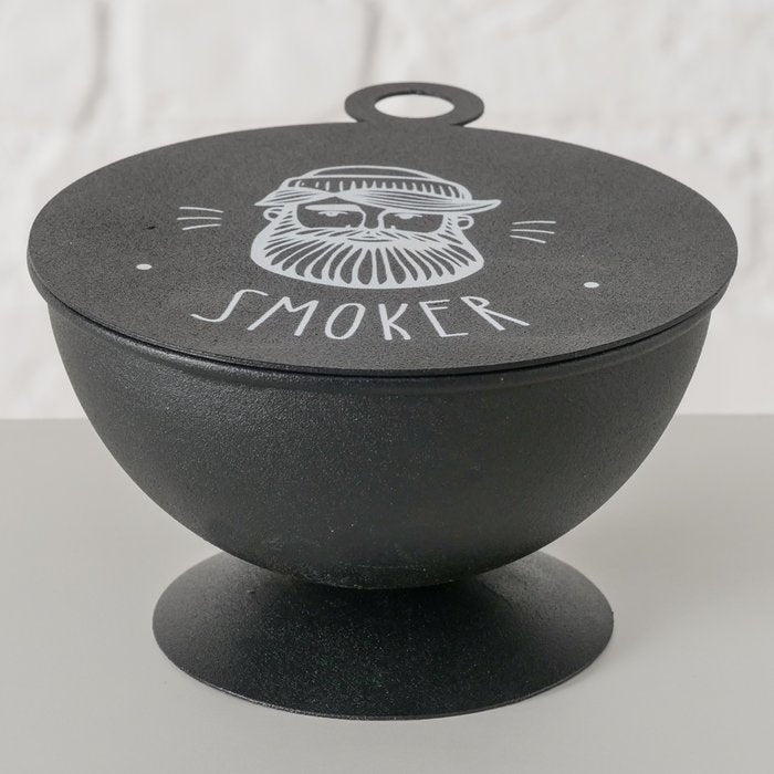 Boltze Runder Aschenbecher – Schwarz/Weiss – Ø 14,5 cm × 7 cm – Metall – 1 Stk