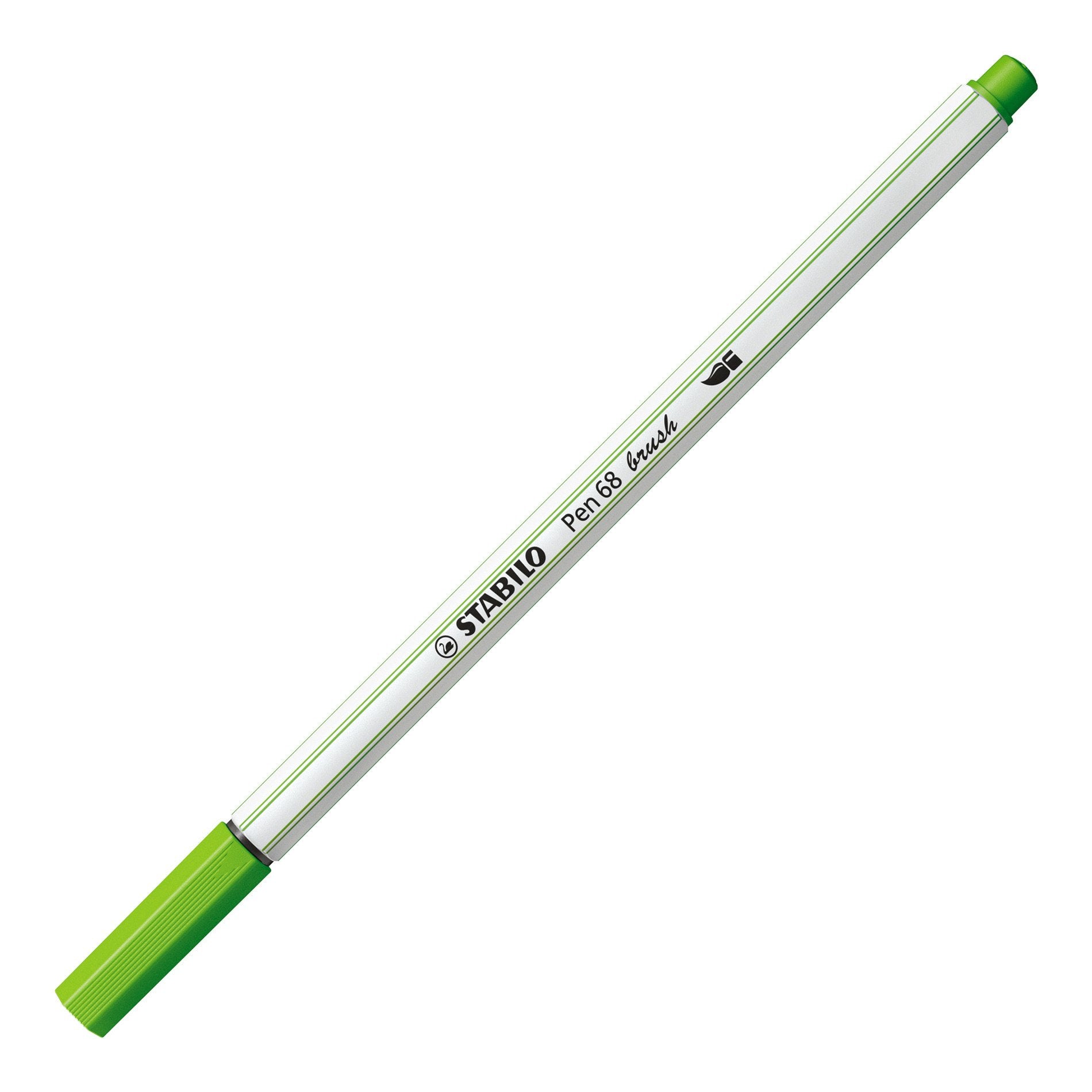 STABILO Pen 68 Brush Filzstift – Pinselspitze, wasserbasiert, Hellgrün