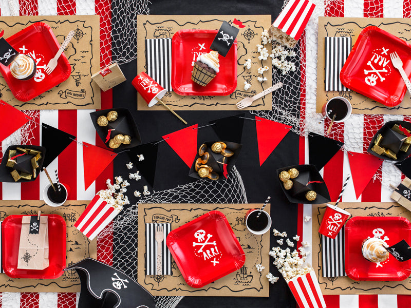 PartyDeco Fingerfood-Schale, Papier, quadratisch – 70 × 70 × 125 mm – Rot/Weiss – 6 Stk.
