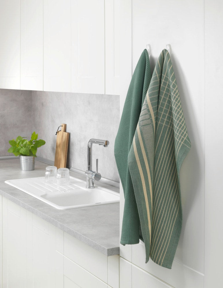 Wenko Geschirrtücher Tito – Grün – 45 × 65 cm – Baumwolle – 2er-Set