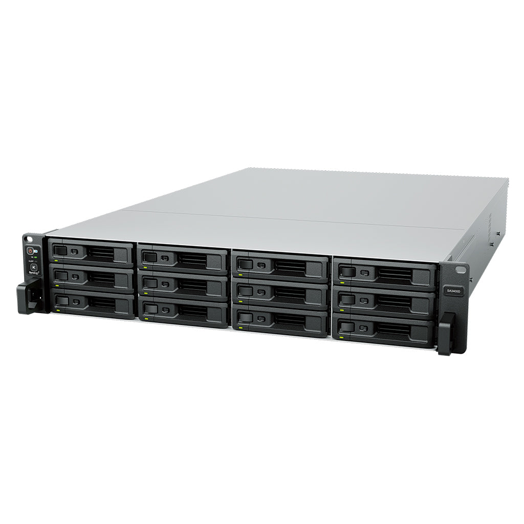 Synology SA3400D – 12-Bay Rack 2U NAS – Intel Xeon D-1541, 8 GB RAM, 10GbE, redundantes Netzteil