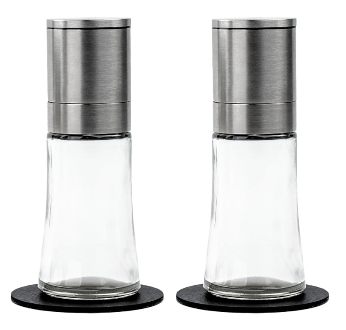 Silwy Streudose 100 ml, Ø 4 × 13,5 cm, Glas/Kunststoff/Edelstahl, Silber/Transparent, 2er-Set