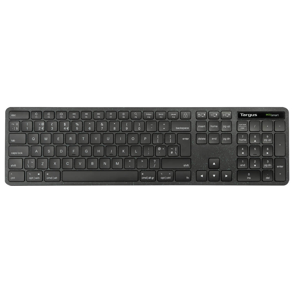 Targus ECOsmart AKB873NO – Tastatur – 100% – Bluetooth & 2,4 GHz – QWERTY (Nordic) – antimikrobiell – schwarz