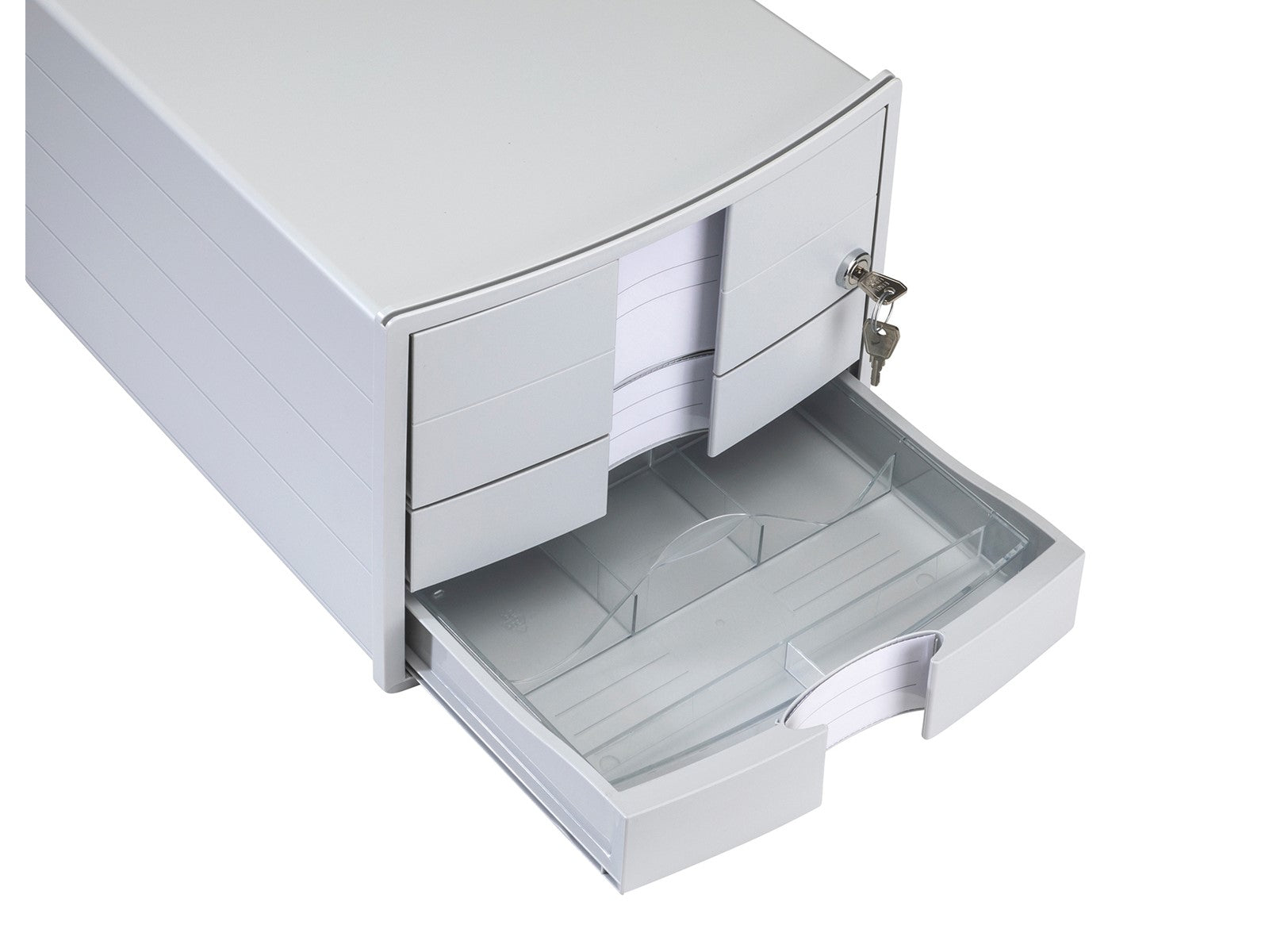 HAN Schubladenelement – 3 Schubladen, für C4, abschliessbar, grau, Polystyrol (PS), B 280 × H 235 × T 367 mm