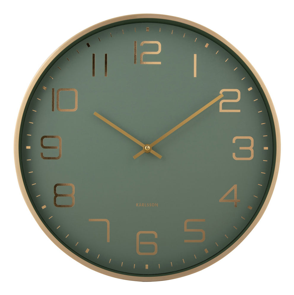 Karlsson Wanduhr Elegance Glow – Ø 40 cm, grün, Aluminium