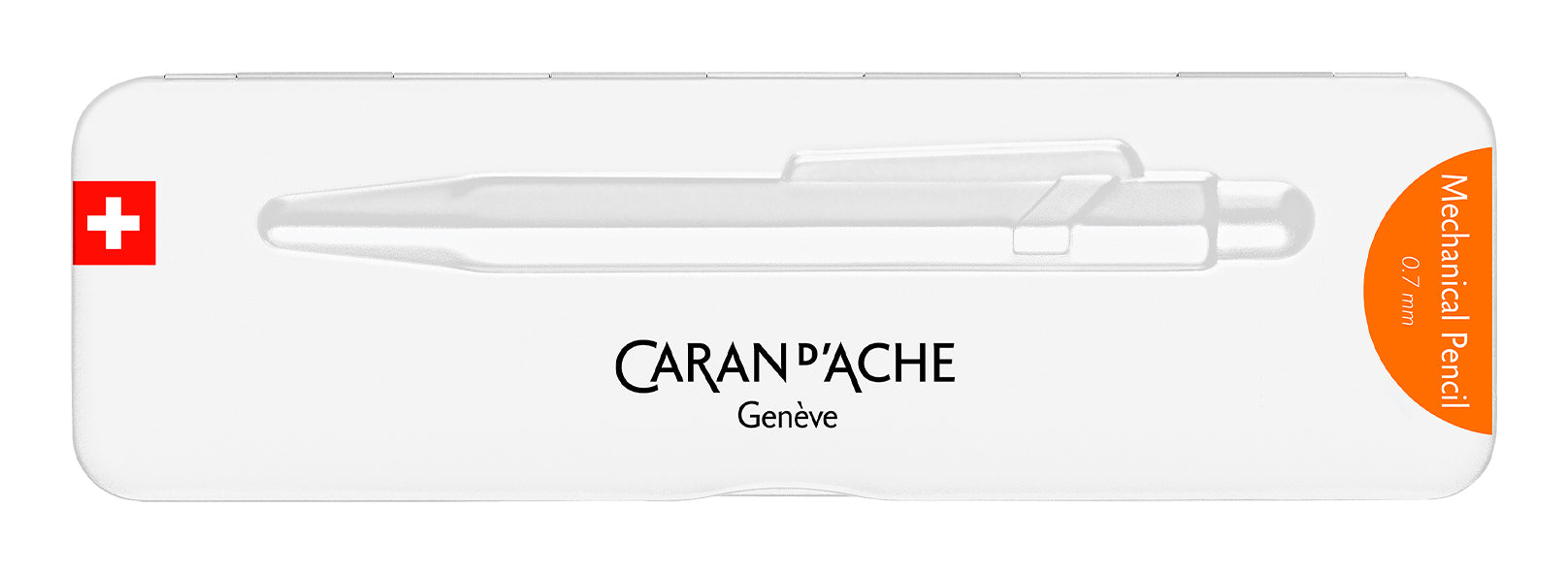 Caran d-Ache 849 Colormat-X Druckbleistift – 0,7 mm – Aluminium – Orange – mit Radierer – 1er-Pack