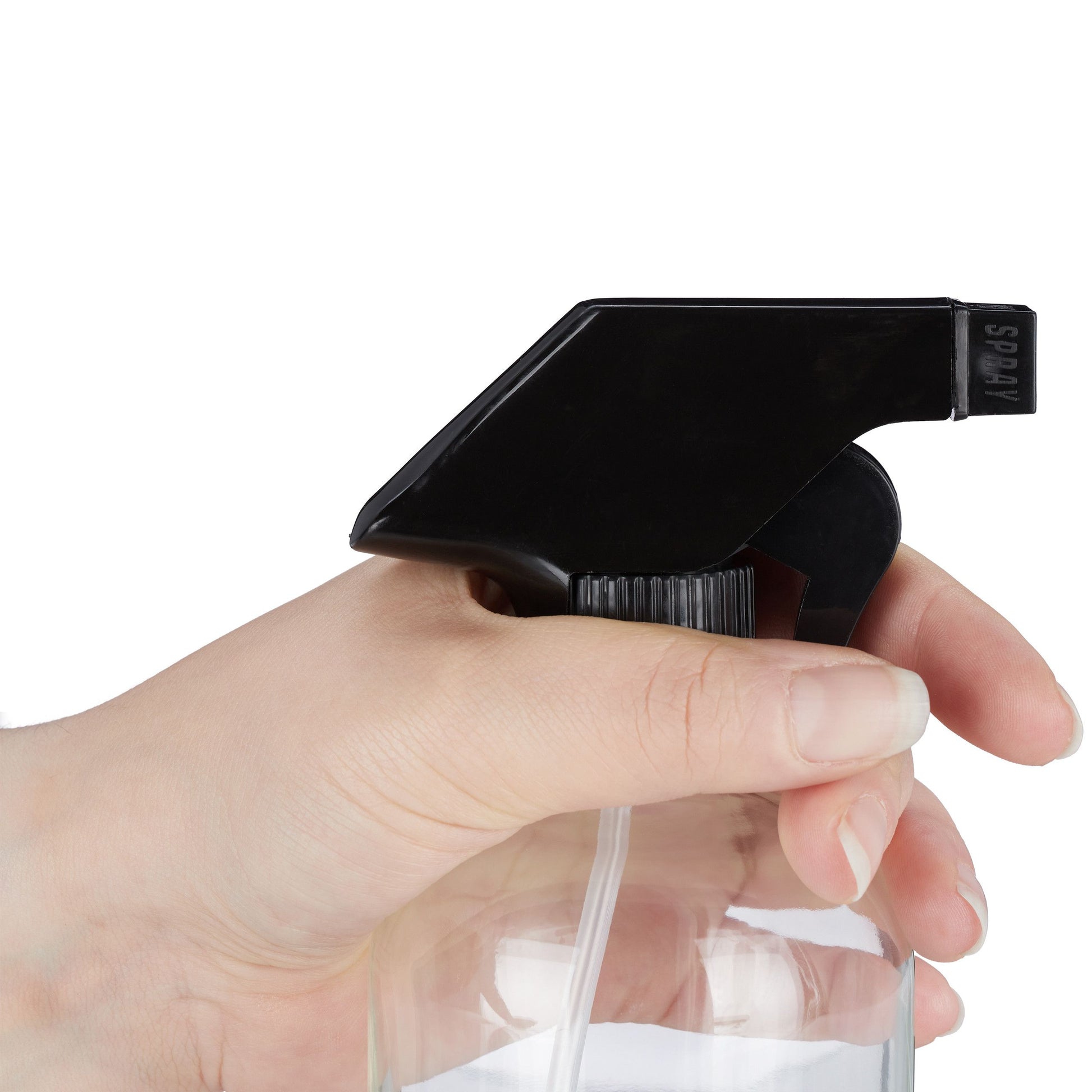Relaxdays Sprühflasche – 0,5 l, Glas/Kunststoff, transparent/schwarz, 2 Stk.