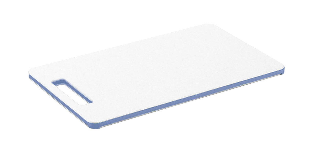 Rotho Schneidebrett Caruba – 15 × 0.9 × 25 cm – Kunststoff – Blau – mit Henkel, Antirutschfüssen