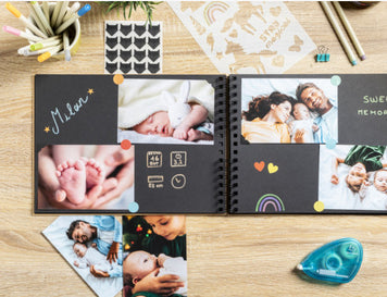 Exacompta Scrap Addict – Scrapbooking-Set – Fotoalbum 32 × 22 cm – inkl. 12 Metallic-Marker, 300 Sticker