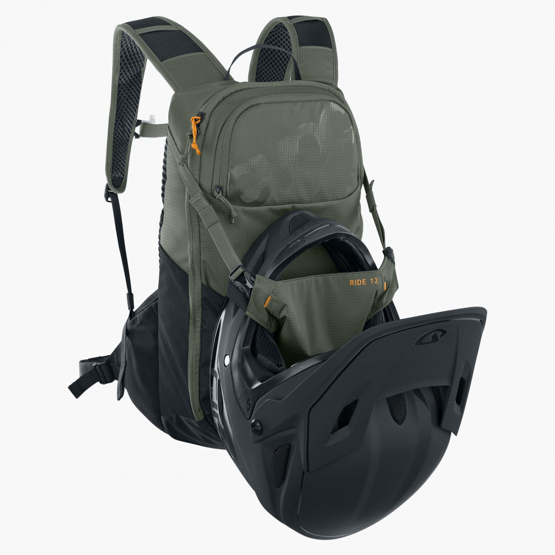 EVOC Ride Bike-Rucksack – 12 l, für Trinksysteme, olivgrün/schwarz, 47 × 24 × 10 cm