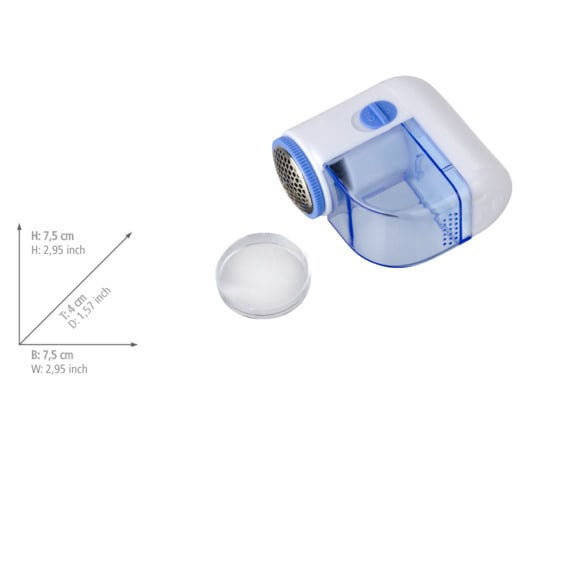 WENKO Mini Fusselrasierer – Kunststoff, Edelstahlmesser – Blau/Weiss – 7,5 × 4,0 × 7,5 cm