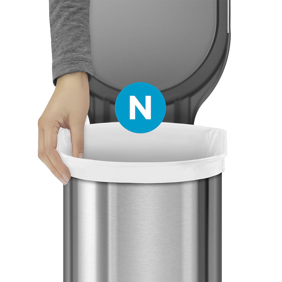 simplehuman Kehrichtsack für Code N – 50 l, mit Zugband, PE, weiss, 797 × 579 mm, 100 Stk