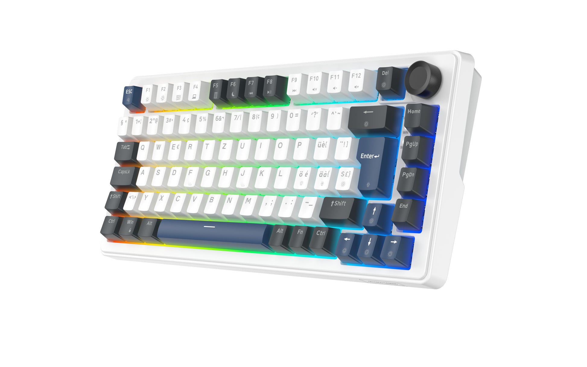 Deltaco Gaming DK480 – Gaming-Tastatur 75% – Mechanisch, RGB – USB-C kabelgebunden – QWERTZ (CH) – Weiss