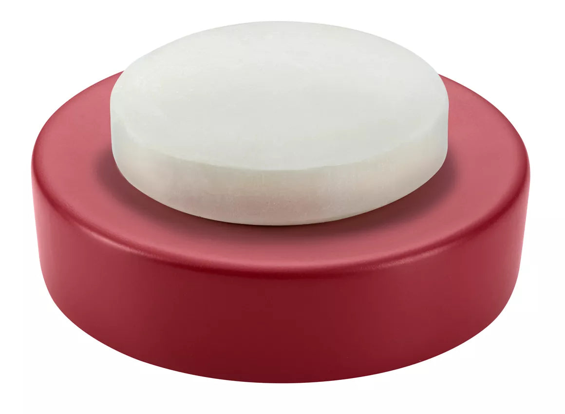 Diaqua Seifenschale Zylo – Keramik/Metall, Ø11,5×3 cm, Rot