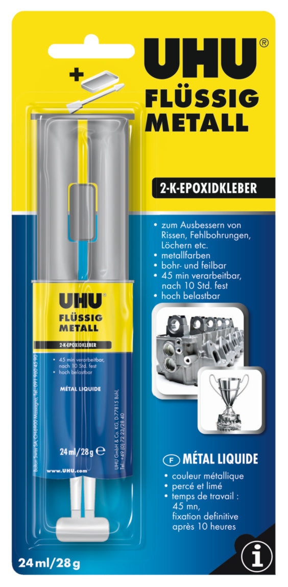 UHU Zweikomponenten-Klebstoff – 24 ml, wasserfest, für Metall