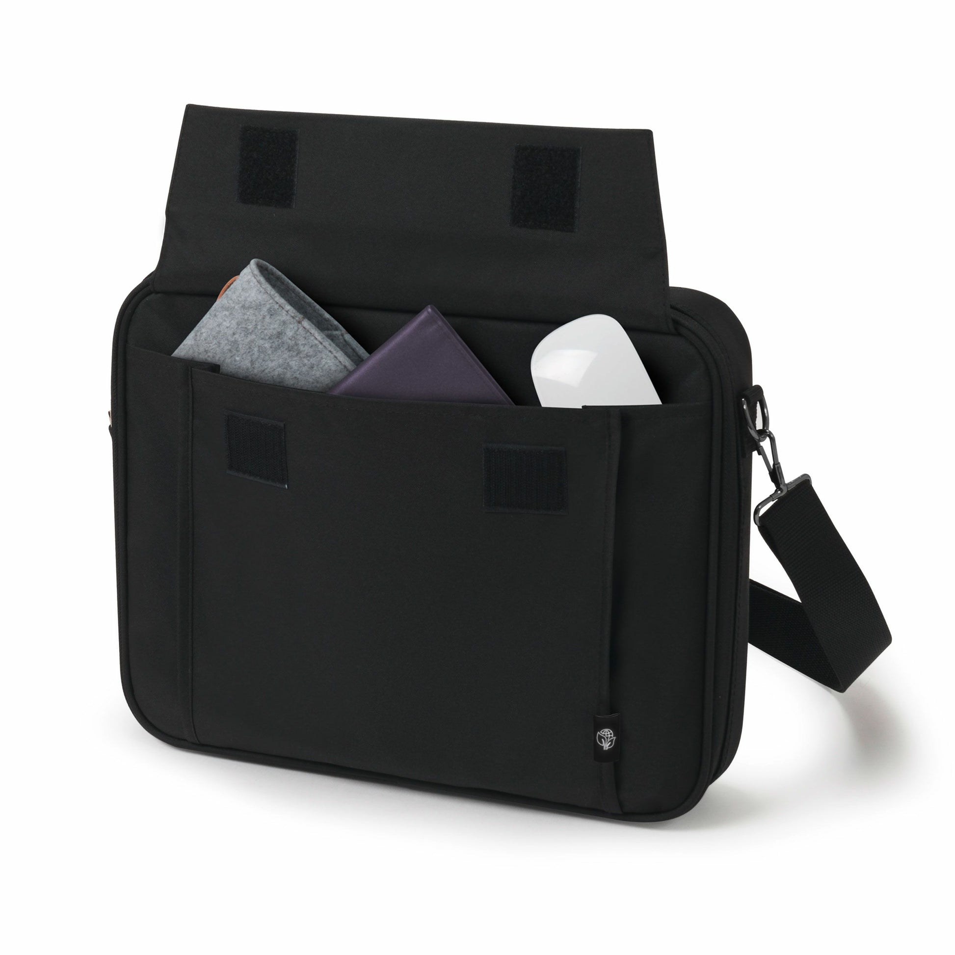DICOTA Eco Multi BASE Notebook-Tasche bis 15,6" – Aus recyceltem PET, abnehmbarer Schultergurt – Schwarz