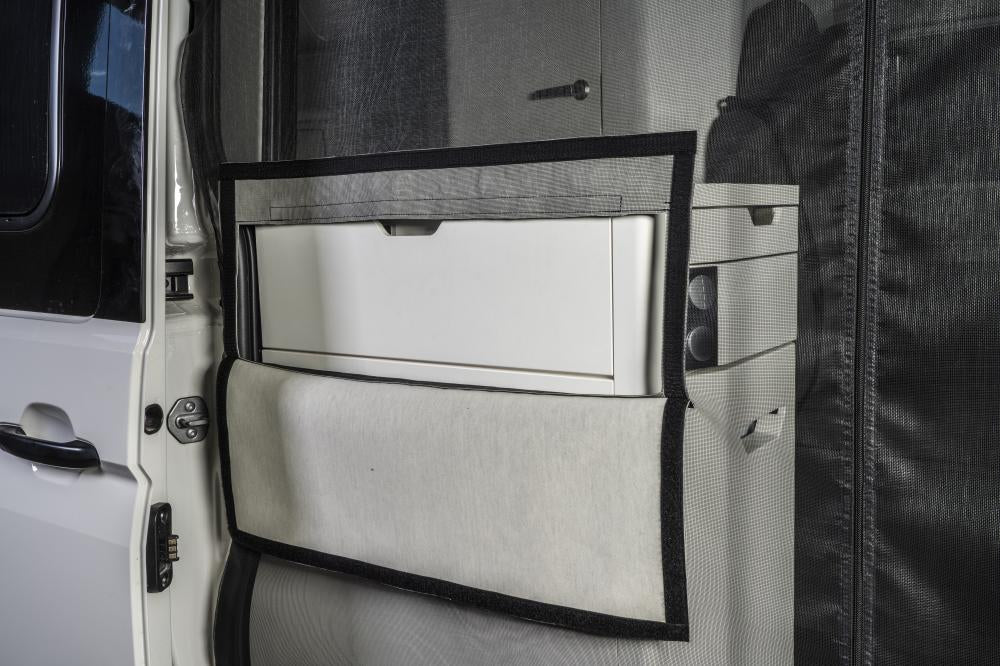VanQuito Auto-Moskitonetz, Magnetreissverschluss – für VW (Beifahrerseite rechts) – Schwarz – Glasfaser/PVC