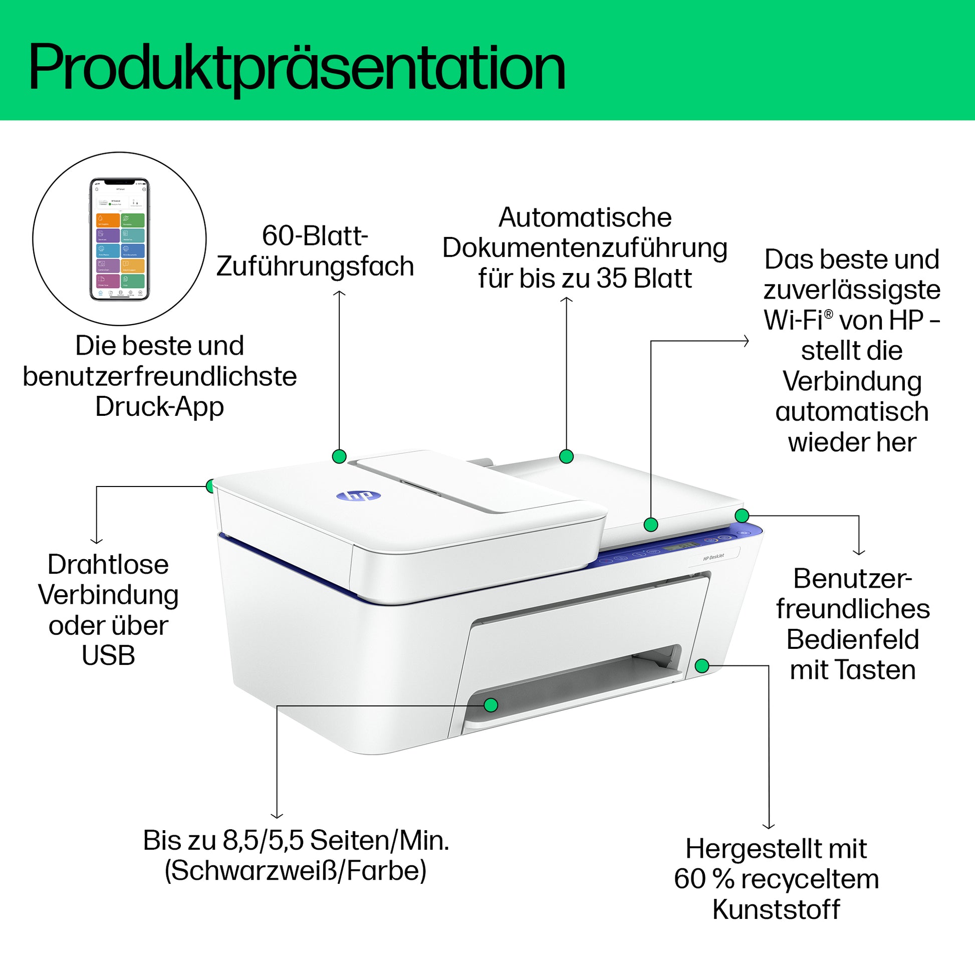 HP DESKJET 4230E – Farbiges Tintenstrahl-MFP A4, 3-in-1