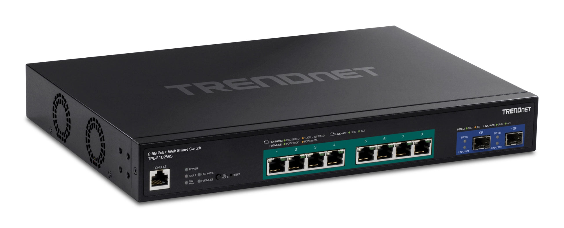 Trendnet TPE-3102WS – Managed Switch – 8×2,5G, 2×10G SFP+, PoE+ 240 W, 1U