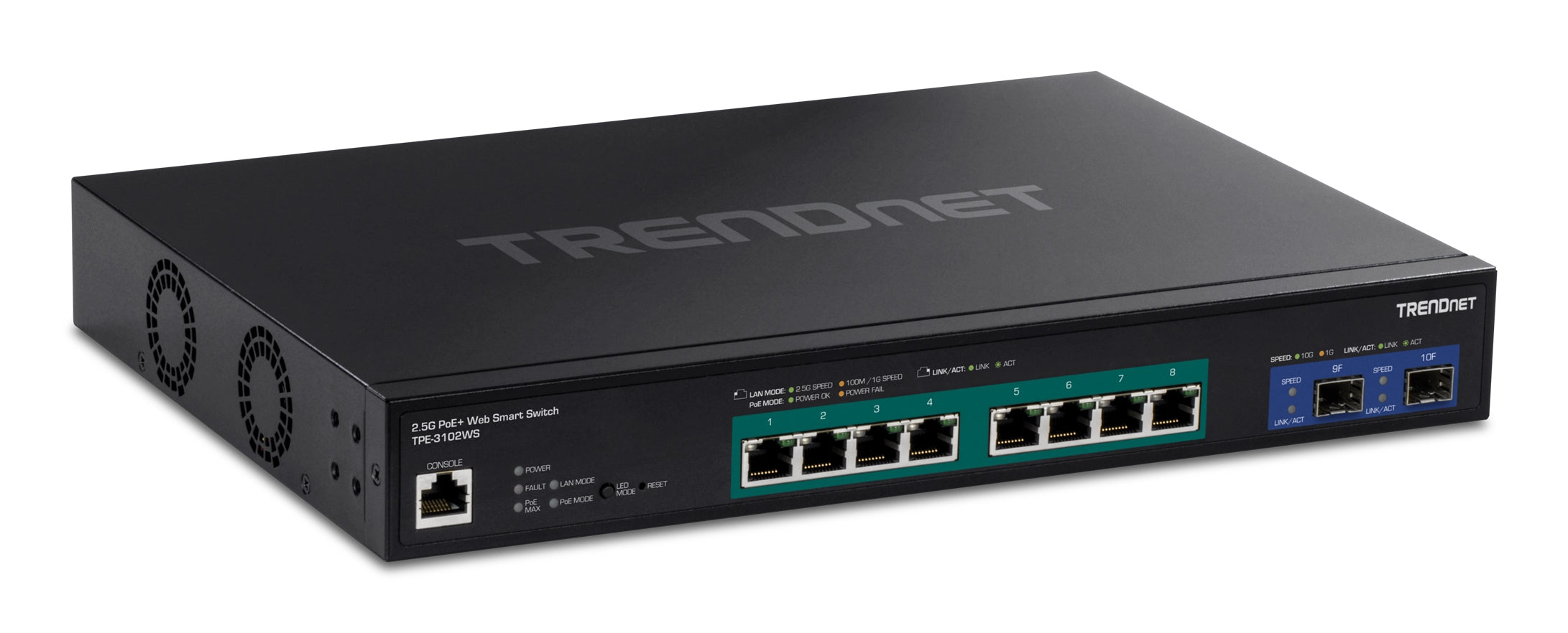 Trendnet TPE-3102WS – Managed Switch – 8×2,5G, 2×10G SFP+, PoE+ 240 W, 1U