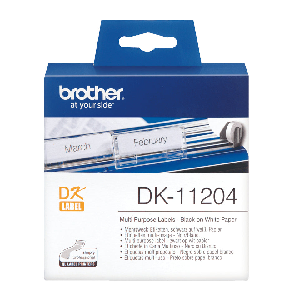 Brother Etiketten, 17 mm × 54 mm, weiss, Papier, permanent, 400 Etiketten