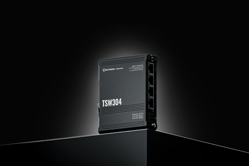 Teltonika TSW304 – Switch – 4× 1G, Passive PoE, DIN-Schiene, IP30