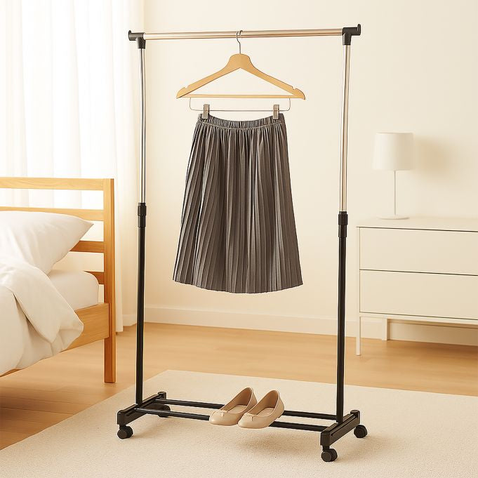 Relaxdays Garderobenständer (mit Rollen) – Metall – Schwarz/Silber – 1'580 mm