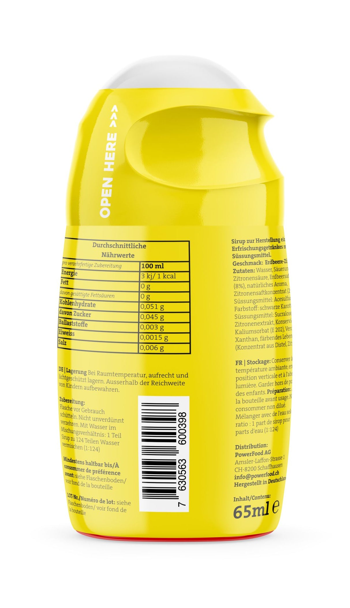 PowerFood Sirup Zero, Zitrone – 65 ml