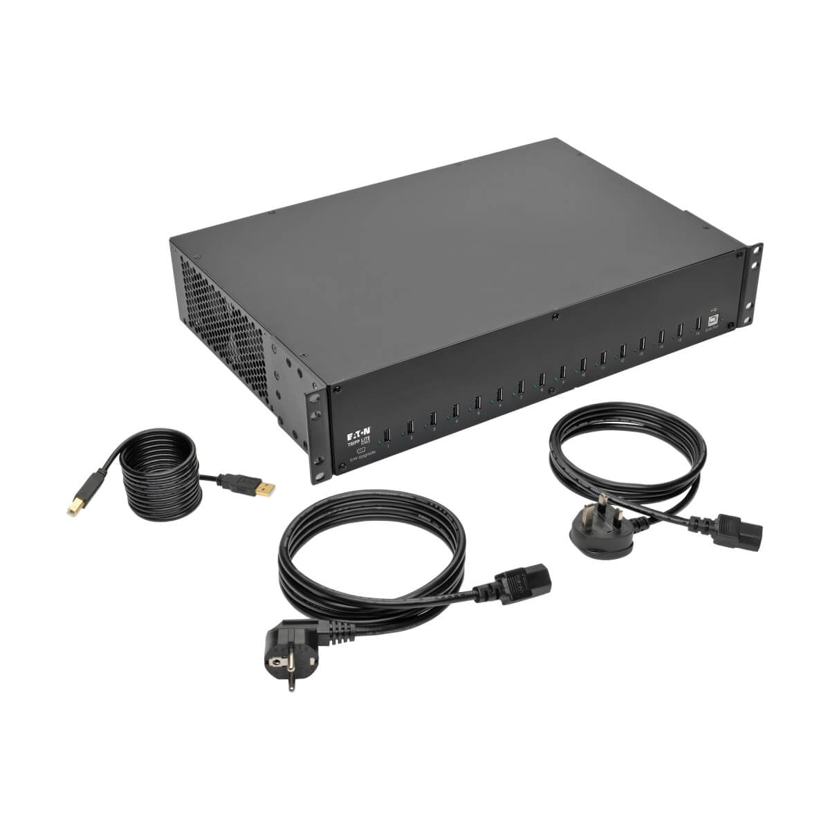 Tripp Lite U280-016-RMINT USB-Ladestation 200 W – Rack 2U – USB×16 – Schwarz