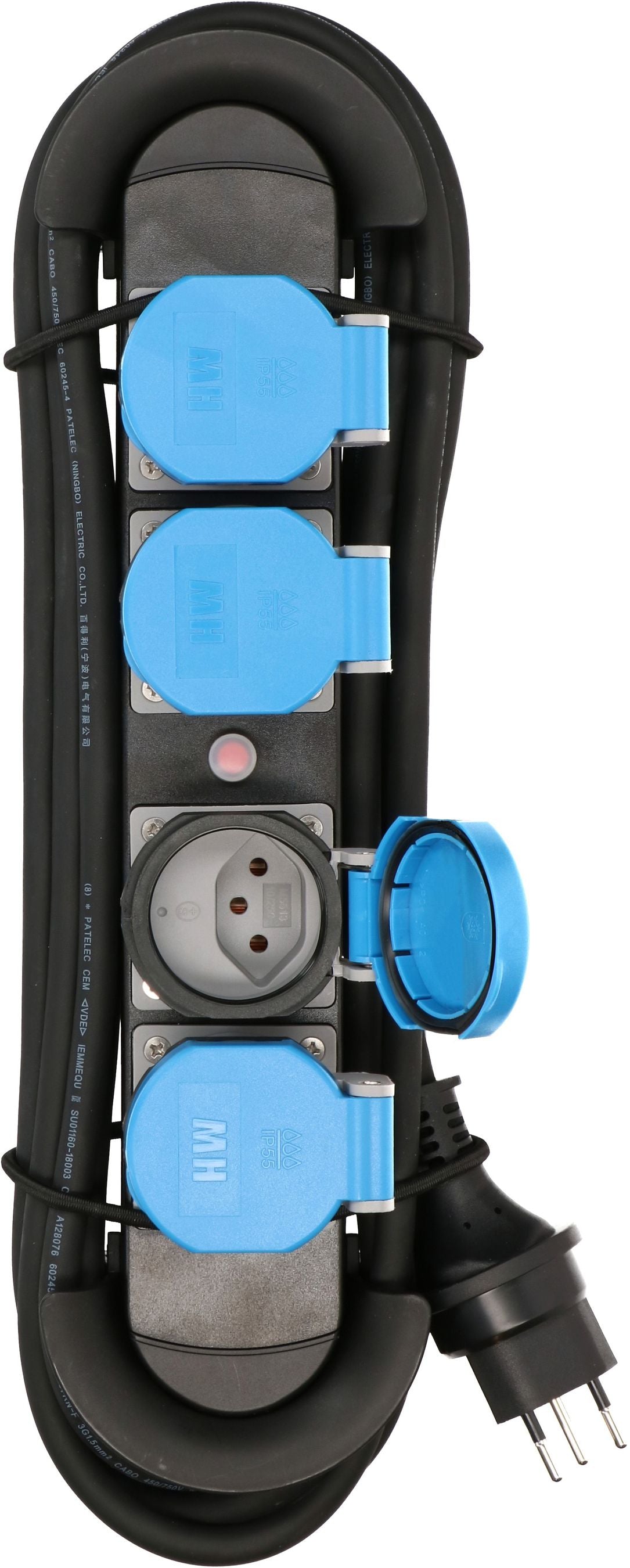 Max Hauri AG Max Hauri Construct Line SZ/BL – Steckdosenleiste, 4× T13, mit 4 Schaltern, 5 m, Stecker T13, IP55
