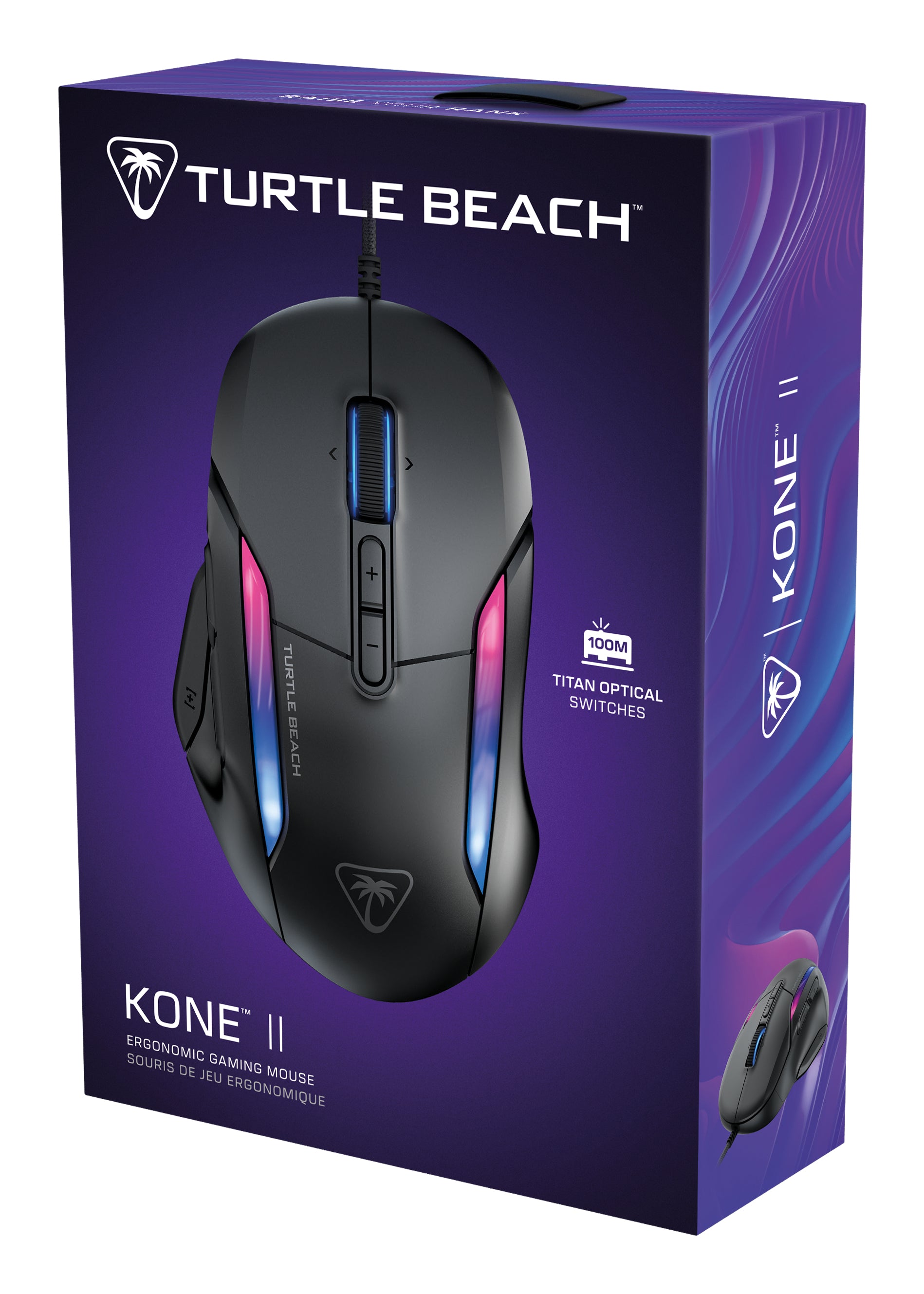 Turtle Beach Kone II Gaming-Maus – kabelgebunden, USB-A, 26'000 dpi, 7 Tasten, RGB, Easy-Shift, Schwarz