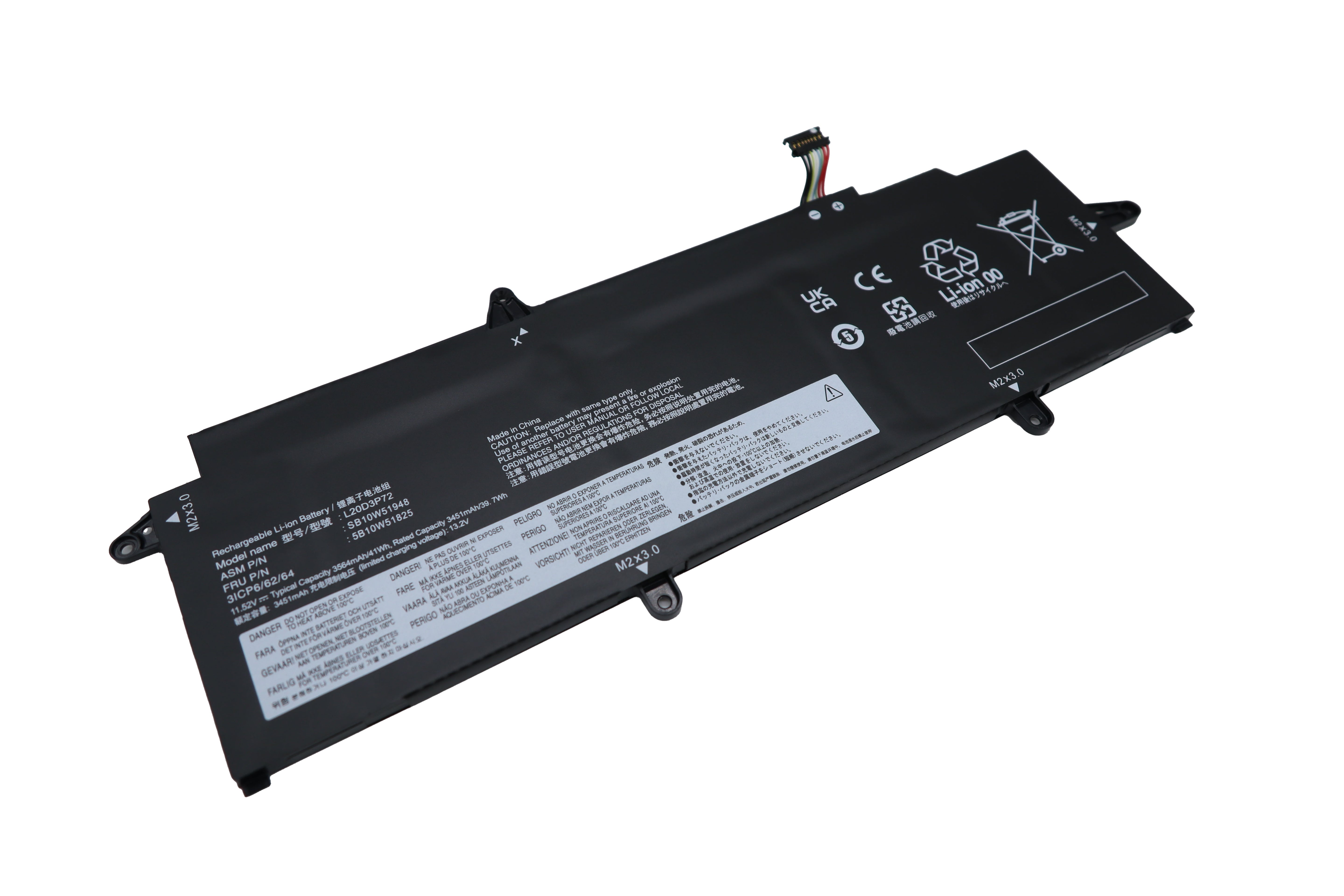 Vistaport Notebook-Akku – für Lenovo ThinkPad X13 (2.–3. Gen.) – 41 Wh, 11,52 V – Schwarz